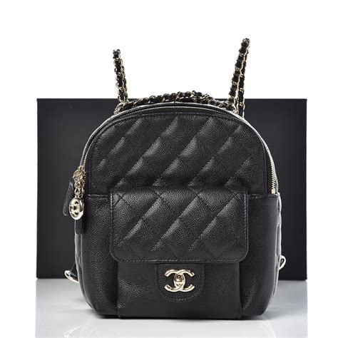 CHANEL Caviar Quilted CC Mini Classic Backpack Black